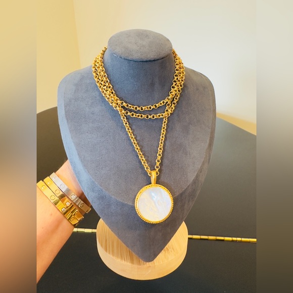NWT Luxury Bohemian Authentic Julie Vos Mother of Pearl Statement Necklace - Picture 12 of 17